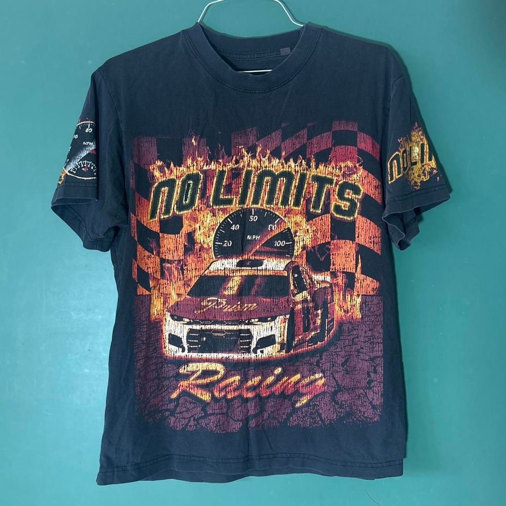 Pacsun Mens No Limits Racing T-Shirt Black Graphic Tee Small